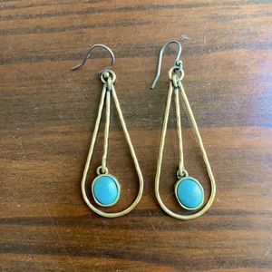 Turquoise drop gold tone earrings